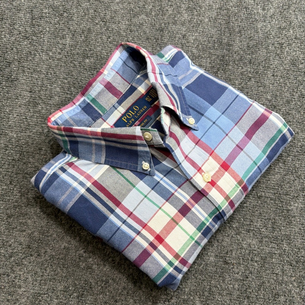 Polo Ralph Lauren Men XLT Tall Long Sleeve Button Down Shirt Plaid Colorful